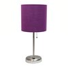Limelights Stick Lamp with USB charging port and Fabric Shade, Purple LT2044-PRP
